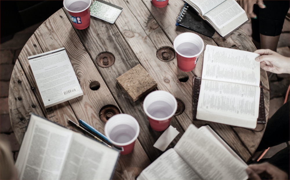 Bible study around a table